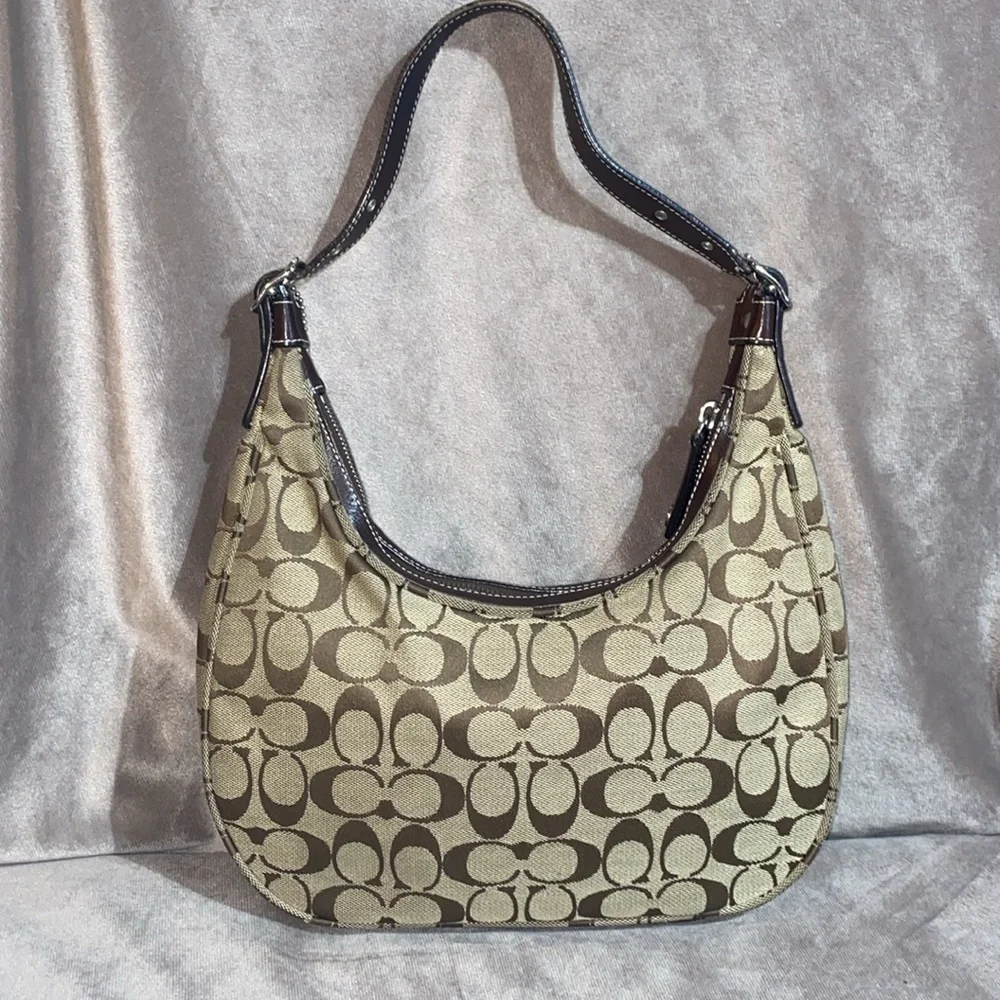 COACH 6045 Signature Canvas Half Moon Handbag - Brown Y2K